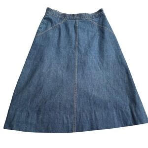 PB&J vintage 70s 80s blue jean denim A-line Midi skirt sz S Boho Festival Career